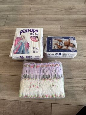 Pull-Ups 3T-4T Training Pants + Honest Diapers Nighttime Diapers 6